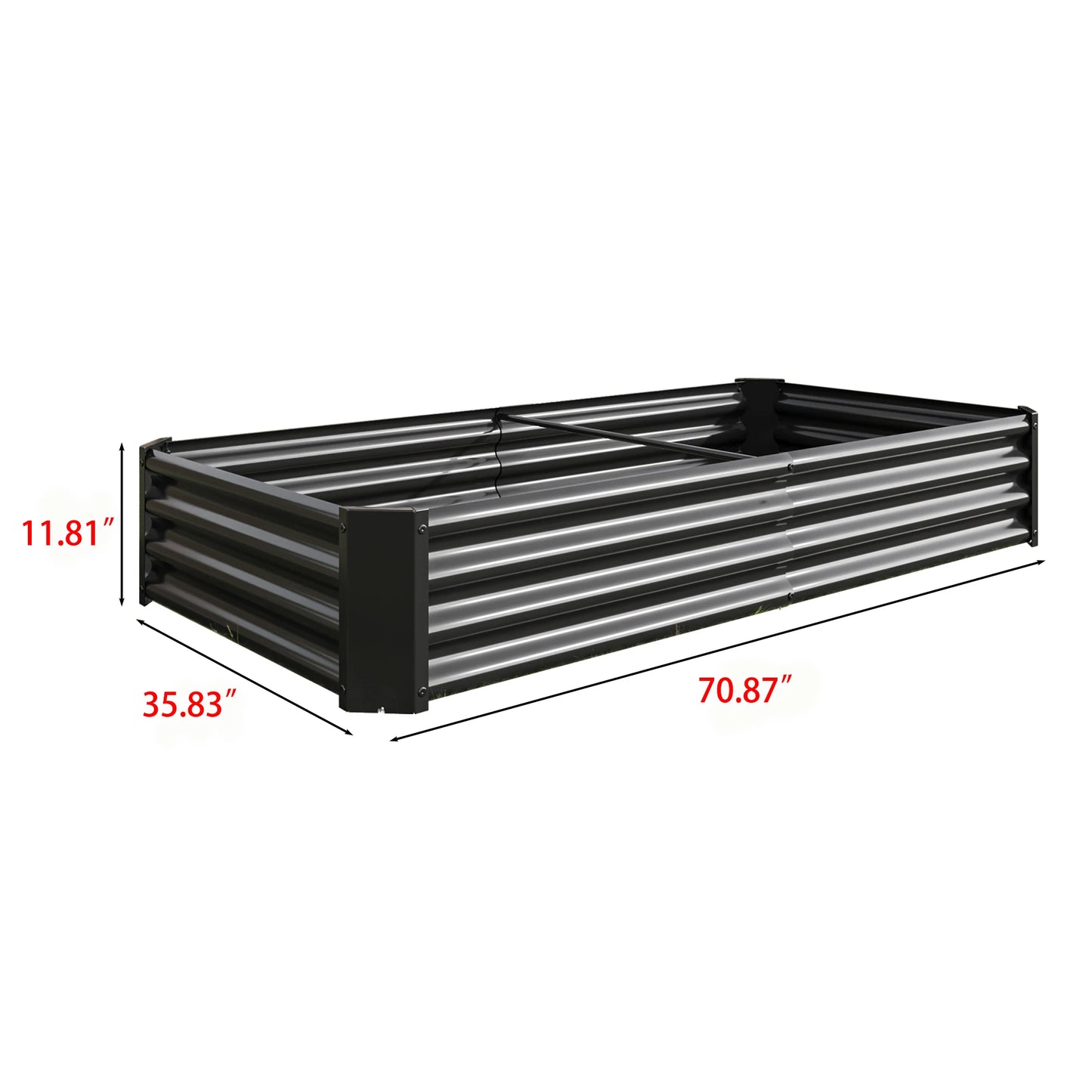 Black Metal Raised Rectangle Garden Bed