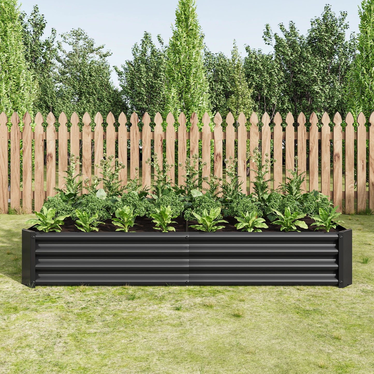 Black Metal Raised Rectangle Garden Bed
