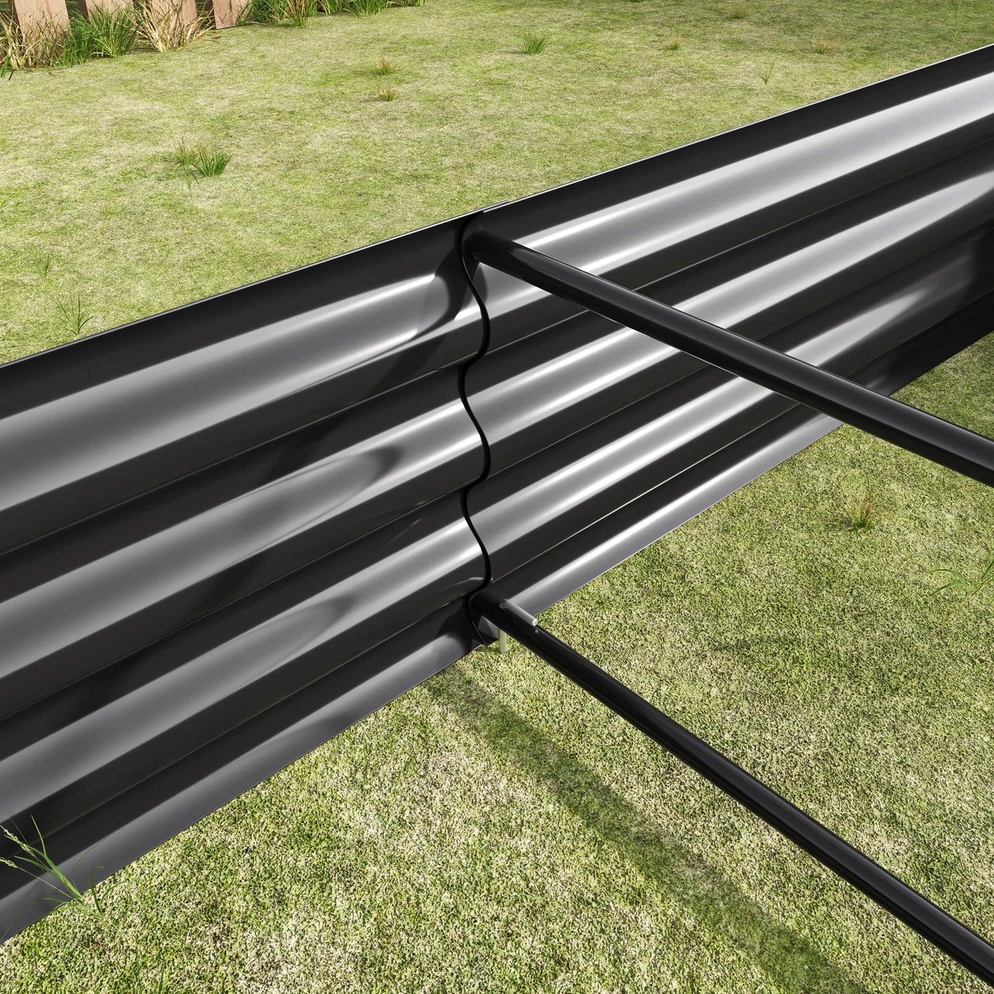 Black Metal Raised Rectangle Garden Bed